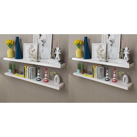Lot de 4 Étagères murales Étagère de Rangement - Meuble de rangement Blanc 120 cm BV386401 - BonneVie (1/4)