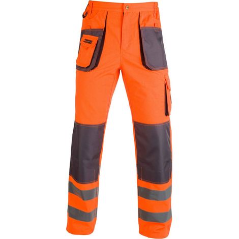 Kapriol – Pantalon de travail haute visibilité orange – Tissu 80% polyester 20% coton – Coutures renforcées – Taille L (1/4)