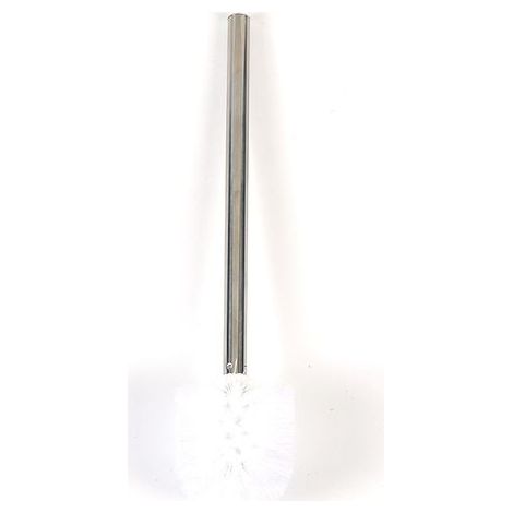 Deux brosses de rechange blanches pour toilettes/salle de bain/WC, avec têtes de brosse de nettoyage et manches en acier inoxydable. (1/5)