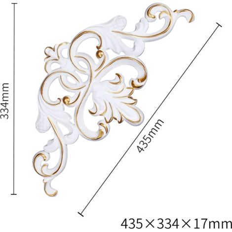 Hoja esculpida ahuecada, apliques de esquina para muebles, apliques de disco de luz decorativos, blanco (1/2)