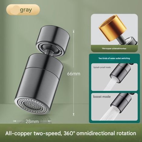 Extensión antisalpicaduras para grifos de cocina, apta para fregaderos y lavabos, conexión giratoria universal (negra). (1/5)