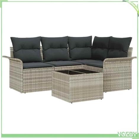 Ensemble canapé de jardin - FAFEICY - 3354021 - 5 pièces modulable - Rangement intégré - Résistant UV (1/5)