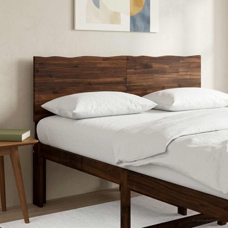 vidaXL Tête de lit en bois brut ROSTOCK Marron foncé 135 cm (1/5)