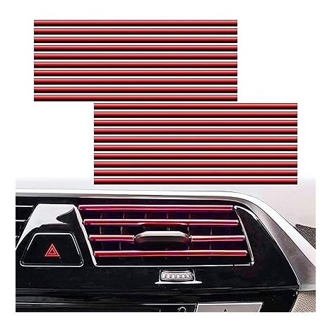 20 bandes décoratives de 20 cm pour grilles d'aération de voiture, garnitures de sortie d'aération en PVC pour l'intérieur de la voiture (rouge)