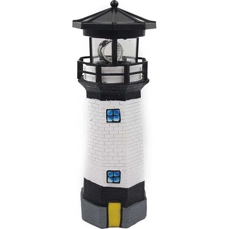 Phare solaire. lampe de jardin LED rotative. éclairage de pelouse. lampe décorative d'extérieur pour terrasse et patio (1/5)