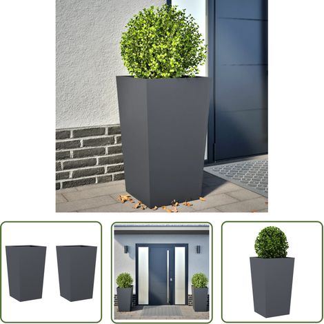 vidaXL Pflanzkübel 2 Stk. Anthrazit 45x45x75 cm Stahl (1/5)