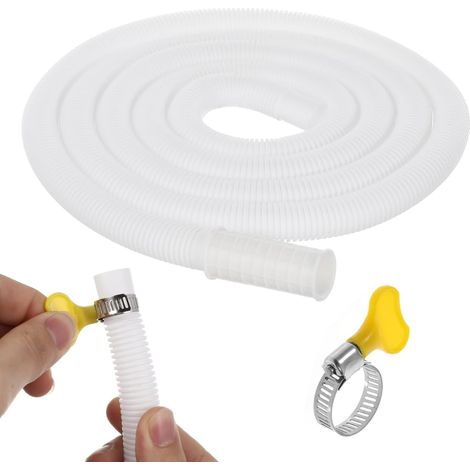 Tuyau De Vidange Climatisation Flexible Avec Pince En Acier Inoxydable Extension De Tuyau Polyéthylène 79 Pouces Pour Machine À Laver Semi-Automatique Et Drainage Extérieur (1/5)
