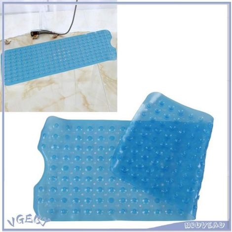 Duokon tapis de baignoire Tapis de bain en PVC antidérapant, pour salle de bain, cuisine, hôtel, toilettes, salle deco bain Bleu (1/5)