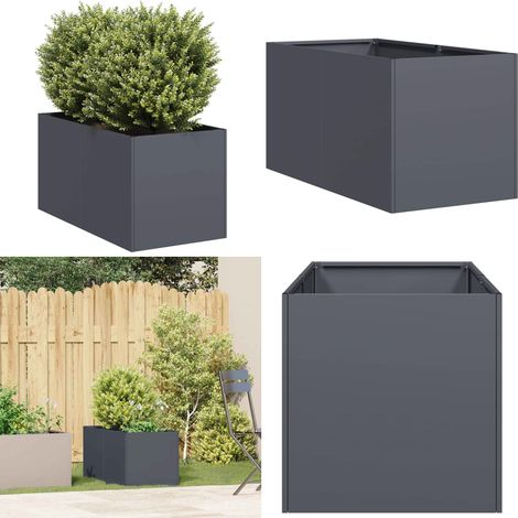 Jardinière anthracite 40x80x40 cm acier laminé à froid - Bac à fleurs - Jardin extérieur (1/5)
