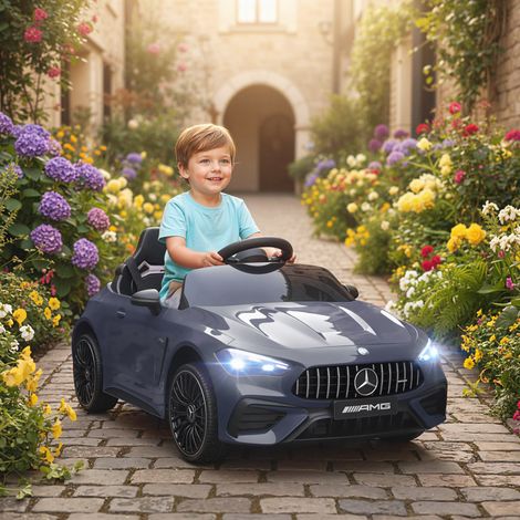Kinder-Elektroauto, Mercedes-Design, 12V Motoren, Fernbedienung, LED-Lichter, Musik, für 3-6 Jahren Kinder, Grau