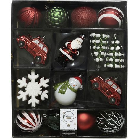 Decoris Weihnachtsbaumschmuck-Set mehrfarbig 25-teilig