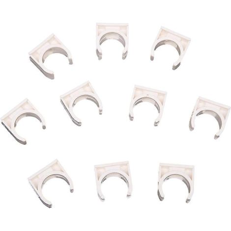 Lot de 10 colliers de serrage blancs en PVC de 20 mm de diamètre pour tuyaux d'alimentation en eau. (1/4)