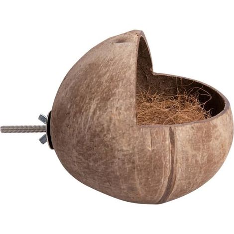 Nichoir à oiseaux en coquille de noix de coco, nid d'oiseau naturel, respectueux de l'environnement, nichoir à oiseaux à fixation latérale, décoration pour oiseaux de jardin, perroquet, (1/4)