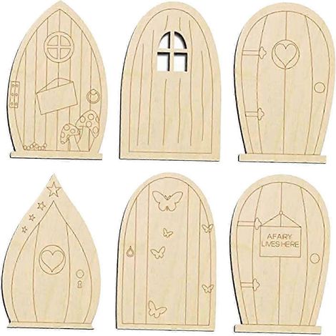 Lot de 6 mini portes de jardin féeriques à décorer soi-même (3,9 x 2,5 pouces) (1/5)
