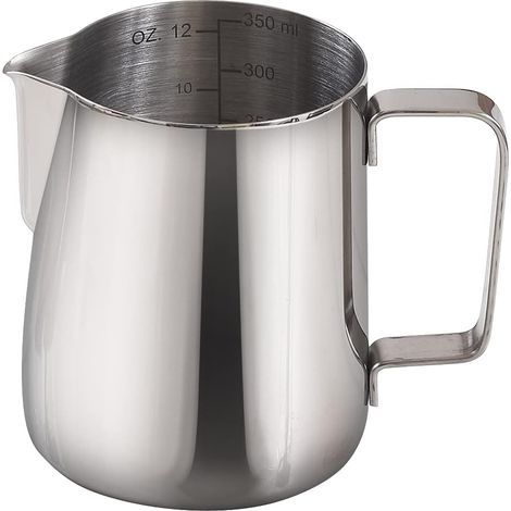 Pichet à mousser le lait pour expresso 350 ml (12 oz), en acier inoxydable avec graduation. (1/5)