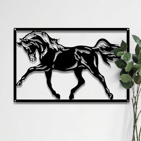 Decoration Murale Metal Tableaux Decoratifs Muraux Décoration Maison Cadre Deco pour Salon Salle de Bain Chambre Décorations Murales Mural Decorative Accessoires de Cadeau Cheval (1/5)