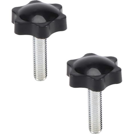 Lot de 2 vis à tête étoile M8 x 30 mm, filetage mâle, 32 mm, noires (1/5)
