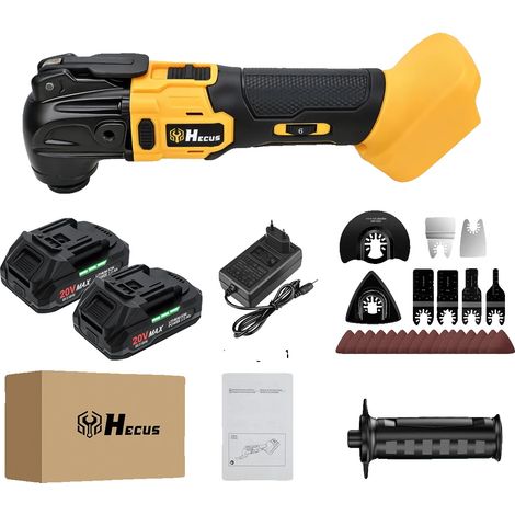 Herramienta multioscilante, motor sin escobillas, 6 velocidades variables, 2 baterías, enchufe europeo de 100V-240V. (1/2)