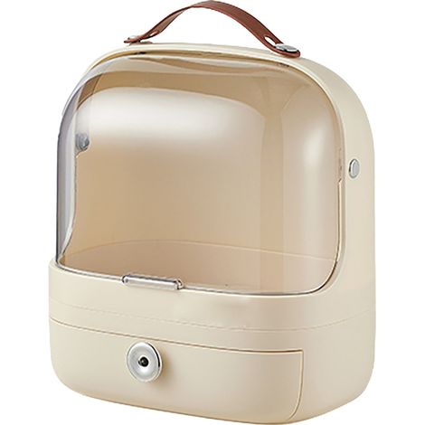 Transparente Kosmetikaufbewahrungsbox mit Schublade – Tragbarer Make-up-Organizer, Cremeweiß (1/5)