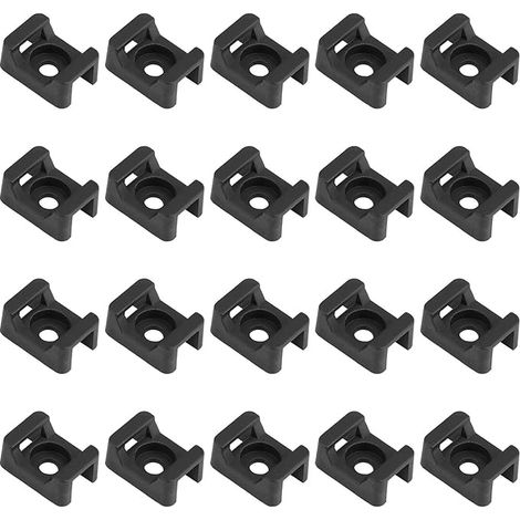 BRAVIX 100PCS Noirs Supports pour Serre-Câbles, Base de Serre-Câbles, 23mmx16mm (1/4)