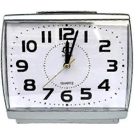 Réveil analogique pour seniors, silencieux (sans tic-tac), avec fonction snooze et rétroéclairage, alarme sonore progressive, grands chiffres pour une lecture facile, fonctionne sur piles, blanc (1/4)