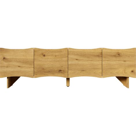 GagaMeuble TV à motif ondulé 155 cm, 4 portes et passe-câbles (1/5)