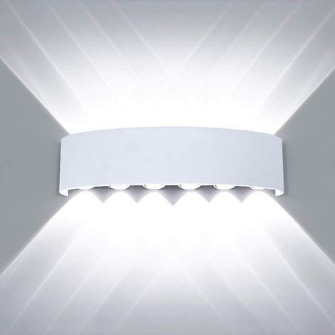 Applique da parete a LED industriale da 12W - Luce bianca, luce bianca per interni, in alluminio, con orientamento verso l'alto e verso il basso, ideale per soggiorno, loft, corridoio e scale. (1/5)