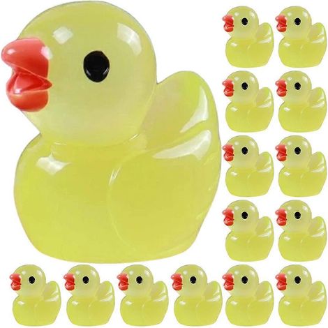 Lot de 100 mini figurines de canards lumineux en résine, style micro-paysage, pour décoration.-1.65X1.5CM-Yellow