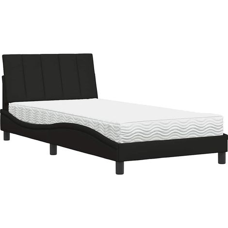Lit simple,Lit adulte,Lit avec matelas noir 100x200 cm tissu CFW69821 (1/5)