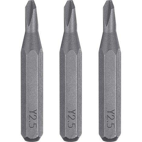 3pcs Y2.5 Embout de Tournevis Tri-Wing 5/32" Tige Hexagonale 28mm Longueur Acier S2 Magnétique Tête en Y à 3 Pans pour Tournevis Manuels Électriques Réparation de Précision (1/5)