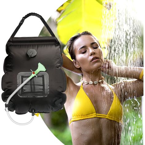 Sac de Douche Solaire Camping, 5 gallon/20L Solaire Sac de Douche Portable, Sac de Douche de Camping avec température Eau Chaude 45 ° C avec Pomme de Douche, pour extérieur Voyage Randonnée (1/5)
