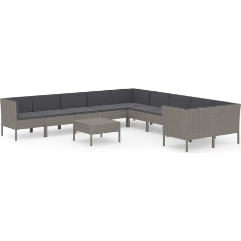 Maison Exclusive - 11-tlg. Garten-Lounge-Set mit Auflagen Poly Ra