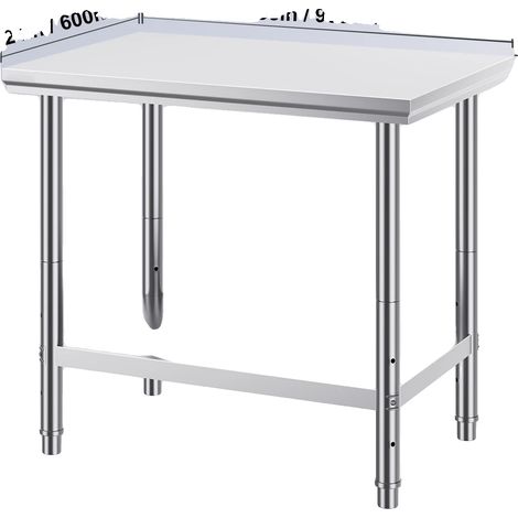 Table de travail de cuisine, étagère inférieure réglable, structure stable, 35x24x32 pouce (1/2)