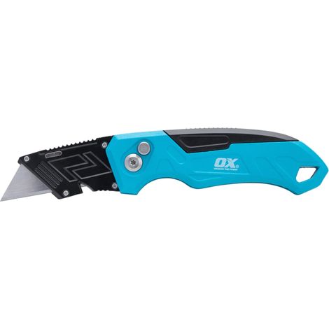 OX TOOLS OX-P224301 PRO, robustes Klappmesser, inkl. 3 Ersatzklingen