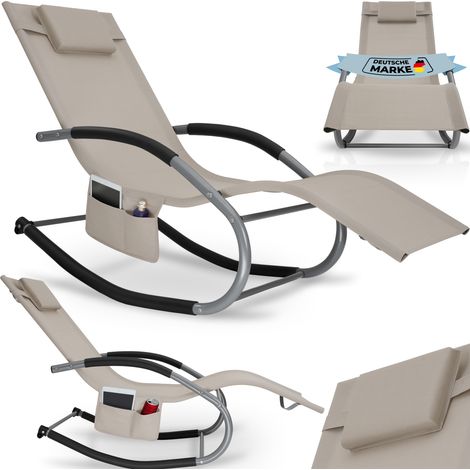 Chaise longue de jardin ergonomique avec fonction balancement beige