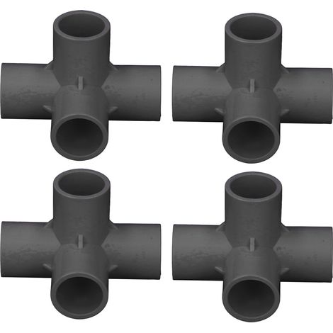 0,8 Zoll 4-Wege-Winkelstück aus schwarzem PVC, 10 Stück Rohrverbinder für Möbel, Zelte, stabile Montage (1/5)