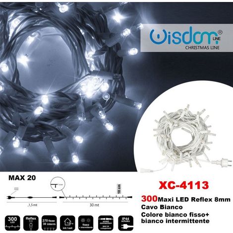 Trade Shop - LICHTERKETTE 300 LED-LEUCHTEN GLÜHWÜRMCHEN WEISS FEST + WEISS BLINKEND XC-4113 -