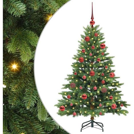 Sapin de Noël artificiel avec 150 lumières LED, vert, 150 cm, en PE et PVC. (1/5)