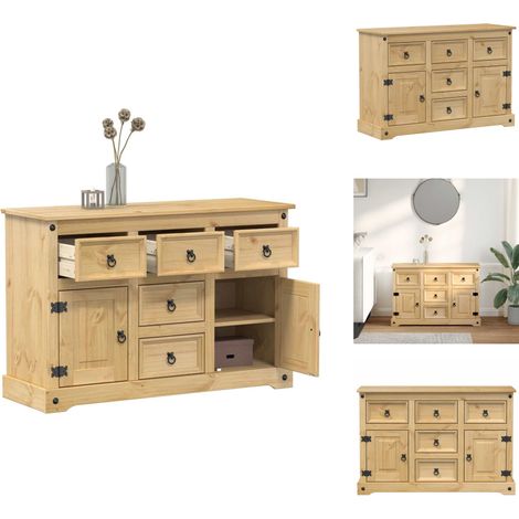The Living Store Buffet Corona 112x40x75 cm bois massif de pin - Buffet en bois (1/5)