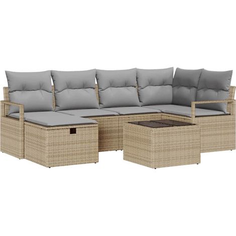 Maison Exclusive - Juego de Sofá 7 uds. 6-Número de plazas Beige (1/5)