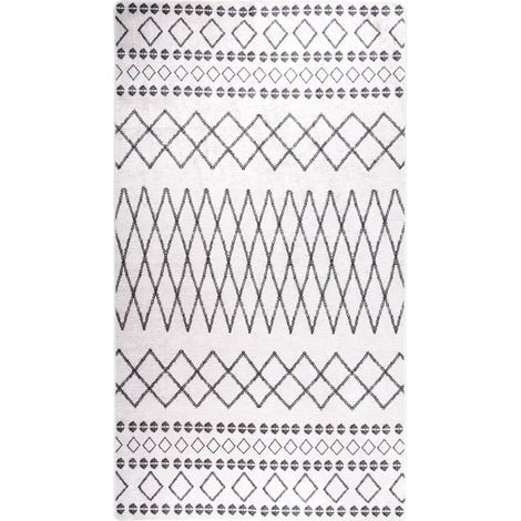 Tapis lavable antidérapant, Tapis de salon, Tapis Intérieur & Extérieur 190x300 cm Noir et blanc MKS89067 (1/5)
