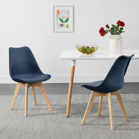 Juego de 2 sillas de comedor Fläten estilo escandinavo 82x49x54cm cuero sintético - Azul [en.casa] (1/5)