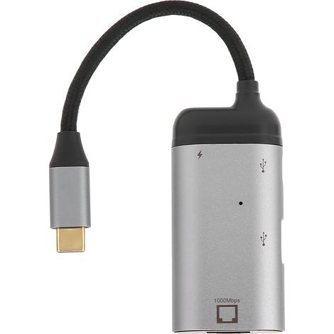 Adaptateur Ethernet JORINDO 3 en 1 10/100/1000 Mbps PD adaptateur USB vers RJ45 à charge rapide pour Windows/Android/OS X/iOS (1/5)