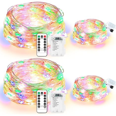 16 pièces 3M couleur LED Guirlande électrique, étanche à l'eau pour le bricolage, fête, lumières d'ambiance, décoration intérieure et extérieure, 4 pièces carrées + 12 pièces plates