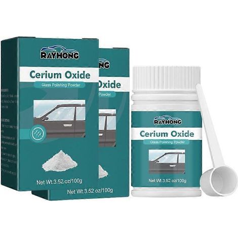 Kit de polissage pour verre avec poudre d'oxyde de cérium (100 g) et 200 g de produit pour éliminer les rayures profondes et réparer les rayures. (1/4)