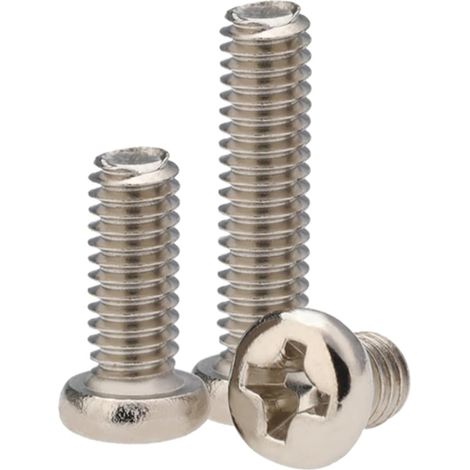 100 vis à tête plate Phillips en acier au carbone nickelé, longueur 3–30 mm (4 M2.5 pièces))