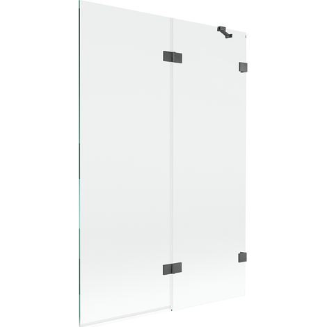 Mexen Lunar paratia per vasca da bagno a 2 ante destra 120 x 150 cm, trasparente, grigio canna di fucile spazzolato (1/5)