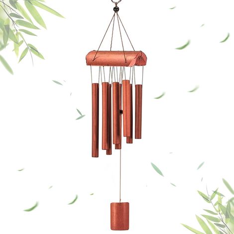 1 Carillon à vent, 8 tubes en bambou, son profond, bois de hêtre, pour jardin, terrasse, cour (1/5)
