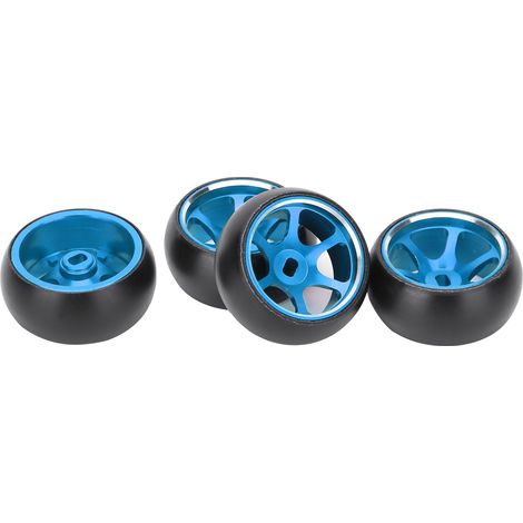 Satz mit 4 Metall-Ersatzreifen für Wltoys K969 1/28 RC-Car, blaue ferngesteuerte Radnaben (1/5)