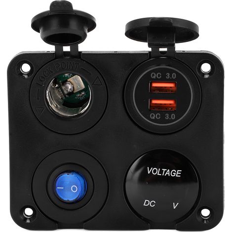 Chargeur USB Voiture 4 Ports Étanche Contrôle Intelligent Double Prise Allume-Cigare pour Auto Moto (1/5)
